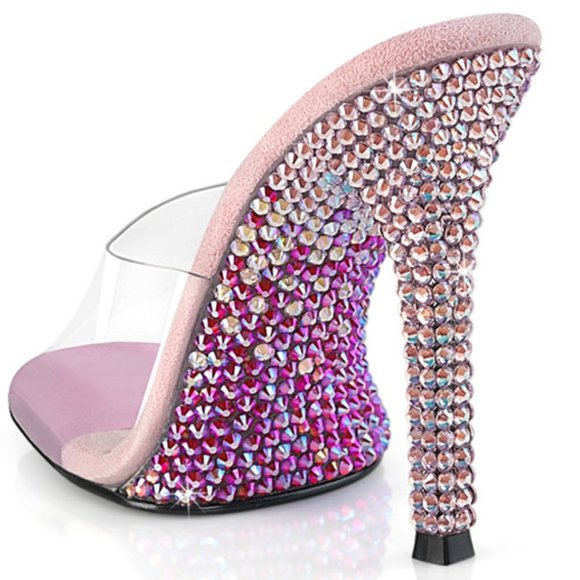 Rhinestone Slide On High Heel Shoes - Picture 1 of 7